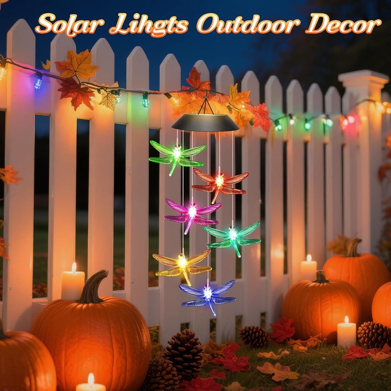 Winzwon Birthday Gifts for Mom Grandma Wife, Solar Lights Outdoor Wind Chimes for Outside Garden Yard Patio Porch Deck Hanging Decor Dragonfly Gifts for Women Her Easter Mothers Day - Image 3